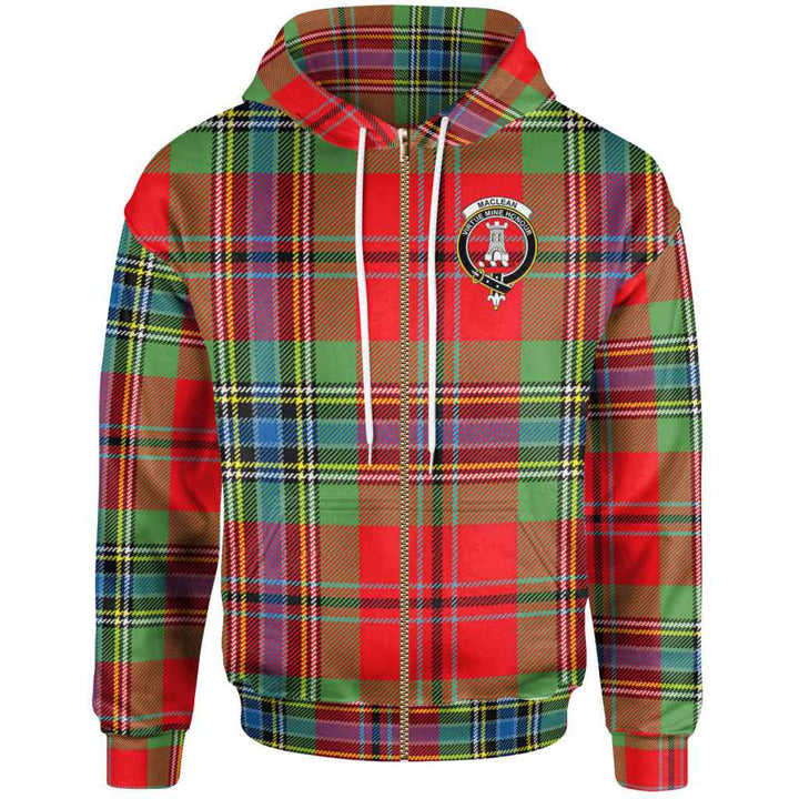 Scottish MacLean Clan Crest Tartan Hoodie Zip Tartan Plaid