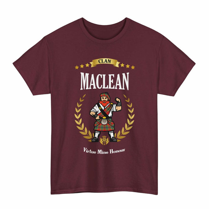 Scottish MacLean Clan Tartan T-Shirt - Motto Scotsman Tartan Plaid Maroon Color
