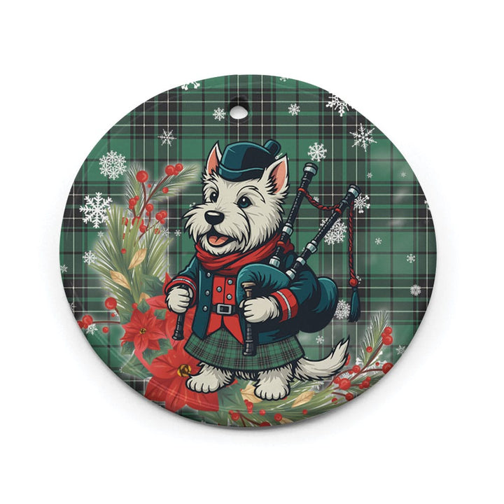 Scottish MacLean Hunting Ancient Clan Tartan Ceramic Ornament Cute Scottish Terrier Dog Circle Style Tartan Plaid