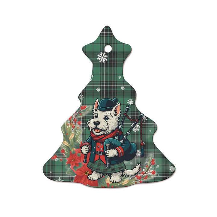 Scottish MacLean Hunting Ancient Clan Tartan Ceramic Ornament Cute Scottish Terrier Dog Tree Style Tartan Plaid
