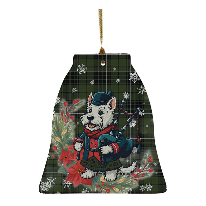 Scottish MacLean Hunting Clan Tartan Ceramic Ornament Cute Scottish Terrier Dog Bell Style Tartan Plaid