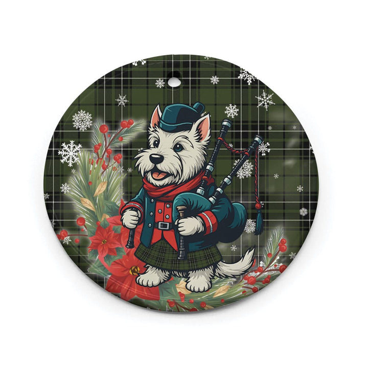 Scottish MacLean Hunting Clan Tartan Ceramic Ornament Cute Scottish Terrier Dog Circle Style Tartan Plaid