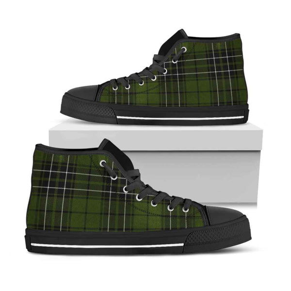 Scottish MacLean Hunting Clan Tartan High Top Shoes Black Sole Tartan Plaid