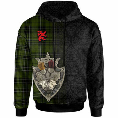 Scottish MacLean Hunting Clan Tartan Hoodie - Half Thistle Flowers Celtic Design Front Side Tartan Plaid