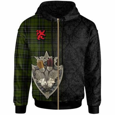 Scottish MacLean Hunting Clan Tartan Hoodie - Half Thistle Flowers Celtic Design Zip-up Tartan Plaid