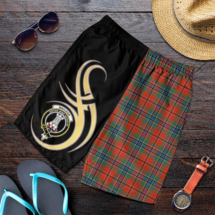 Scottish MacLean of Duart Ancient Clan Crest Tartan Believe in Me Men's Shorts