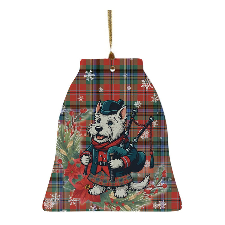Scottish MacLean of Duart Ancient Clan Tartan Ceramic Ornament Cute Scottish Terrier Dog Bell Style Tartan Plaid