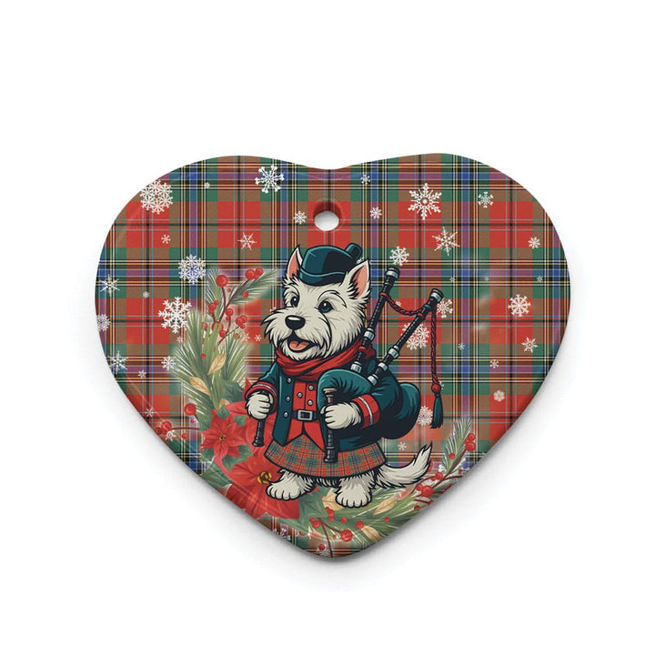 Scottish MacLean of Duart Ancient Clan Tartan Ceramic Ornament Cute Scottish Terrier Dog Heart Style Tartan Plaid
