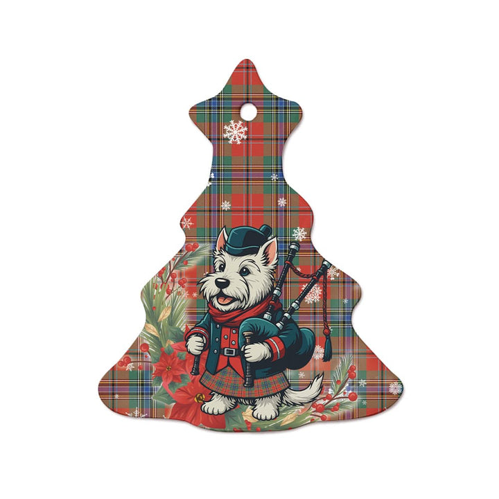 Scottish MacLean of Duart Ancient Clan Tartan Ceramic Ornament Cute Scottish Terrier Dog Tree Style Tartan Plaid