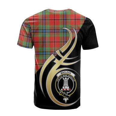 Scottish MacLean of Duart Modern Clan Crest Tartan T-Shirt Believe in Me Back Side Tartan Plaid