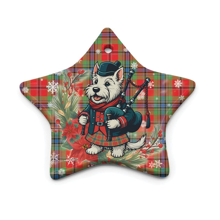 Scottish MacLean of Duart Modern Clan Tartan Ceramic Ornament Cute Scottish Terrier Dog Star Style Tartan Plaid
