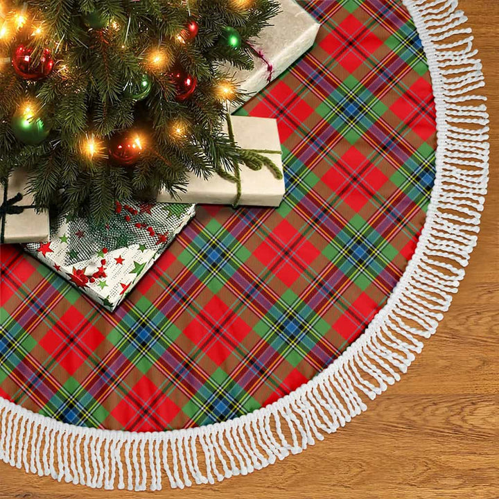 Scottish MacLean of Duart Modern Clan Tartan Christmas Tree Skirt Tassels 2 Tartan Plaid