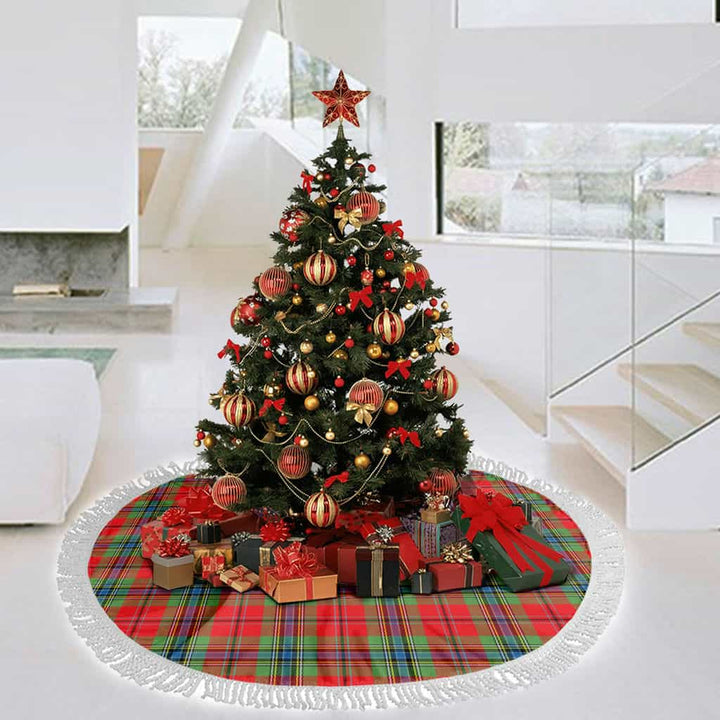 Scottish MacLean of Duart Modern Clan Tartan Christmas Tree Skirt Tassels 3 Tartan Plaid