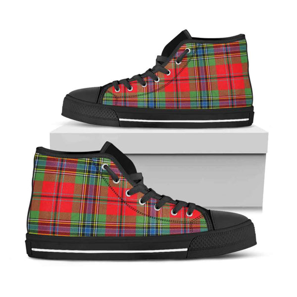 Scottish MacLean of Duart Modern Clan Tartan High Top Shoes Black Sole Tartan Plaid