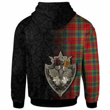 Scottish MacLean of Duart Modern Clan Tartan Hoodie - Half Thistle Flowers Celtic Design Back Side Tartan Plaid