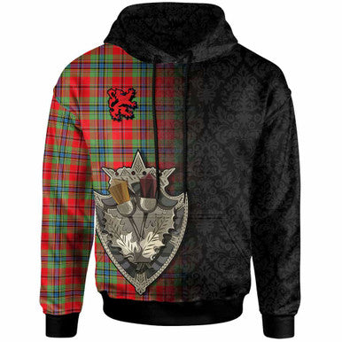 Scottish MacLean of Duart Modern Clan Tartan Hoodie - Half Thistle Flowers Celtic Design Front Side Tartan Plaid