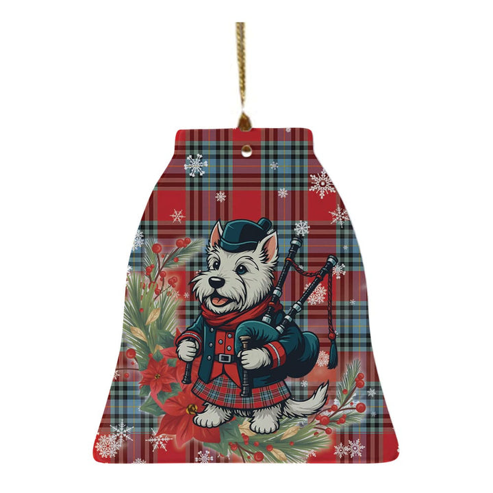 Scottish MacLeay Clan Tartan Ceramic Ornament Cute Scottish Terrier Dog Bell Style Tartan Plaid