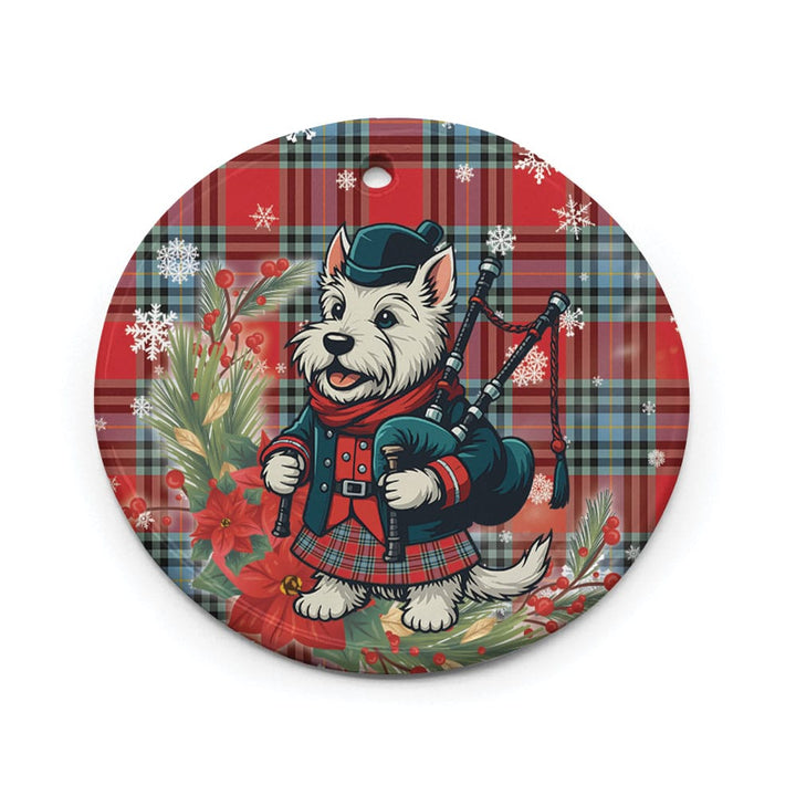 Scottish MacLeay Clan Tartan Ceramic Ornament Cute Scottish Terrier Dog Circle Style Tartan Plaid