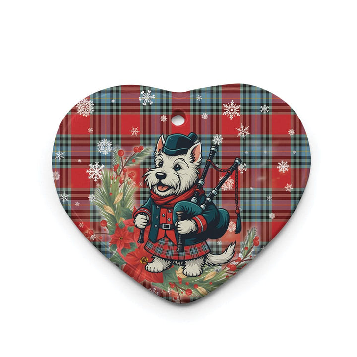 Scottish MacLeay Clan Tartan Ceramic Ornament Cute Scottish Terrier Dog Heart Style Tartan Plaid