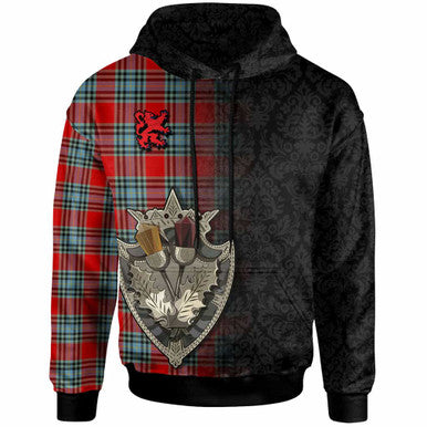Scottish MacLeay Clan Tartan Hoodie - Half Thistle Flowers Celtic Design Front Side Tartan Plaid