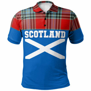 Scottish MacLeay Clan Tartan Polo Shirt - Lion Rampant of Scotland With Flag Front Side Tartan Plaid