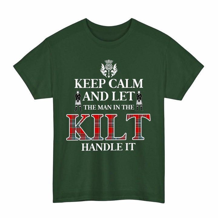 Scottish MacLeay Clan Tartan T-Shirt - Keep Calm Tartan Plaid Forest Green Color