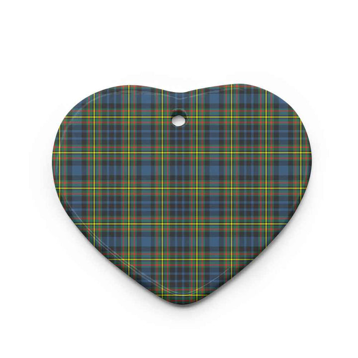 Scottish MacLellan Ancient Clan Tartan Ceramic Ornament Heart Shape Tartan Plaid