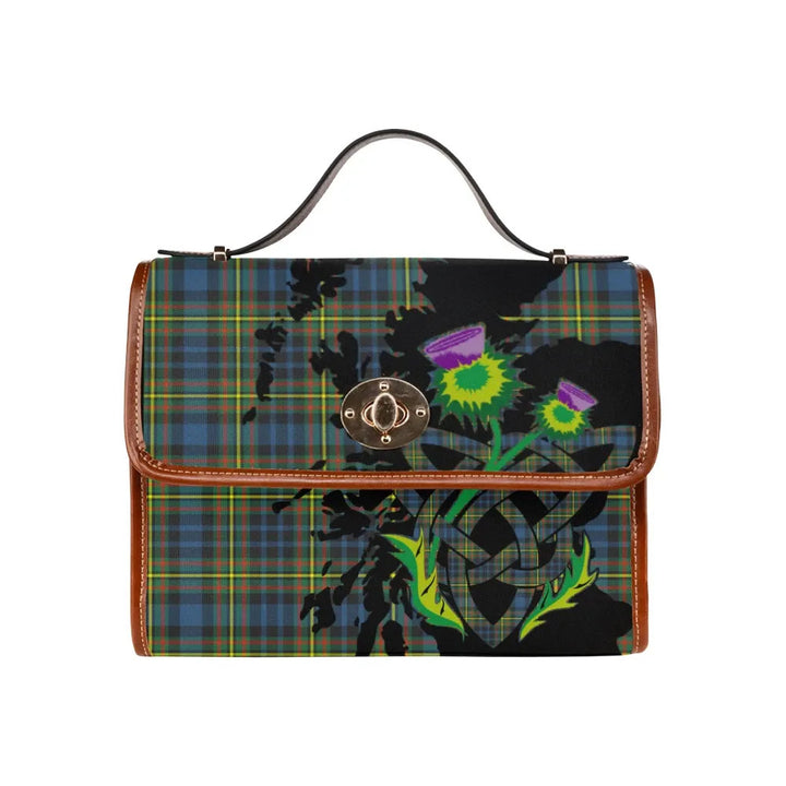 Scottish MacLellan Ancient Clan Tartan Waterproof Canvas Bag With Thistle Tartan Plaid 1