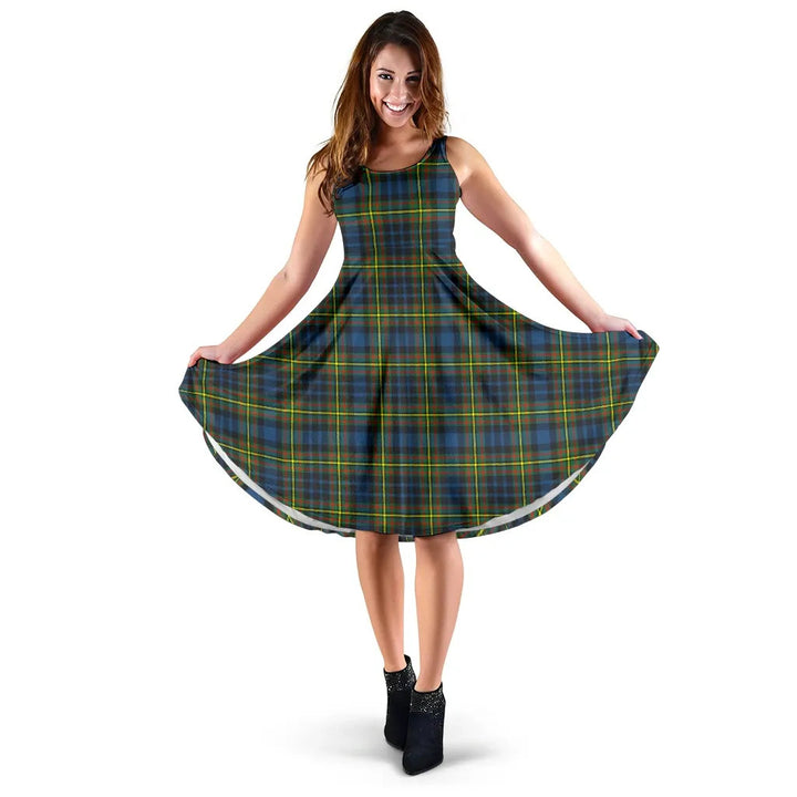 Scottish MacLellan Ancient Clan Tartan Women Midi Dress