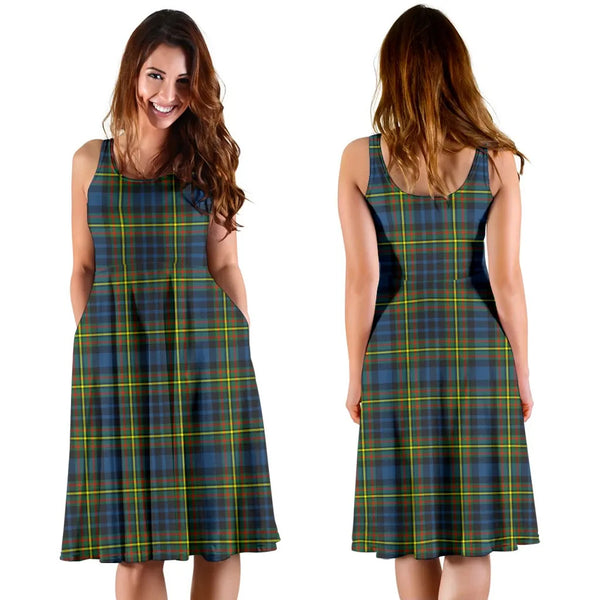 Scottish MacLellan Ancient Clan Tartan Women Midi Dress