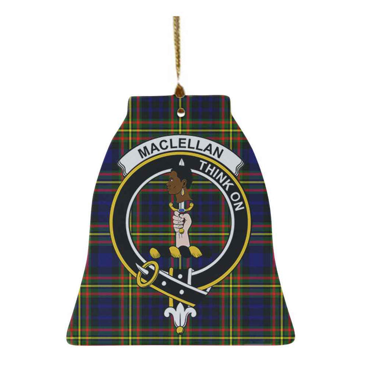 Scottish MacLellan Clan Crest Tartan Ceramic Ornament Bell Shape Tartan Plaid