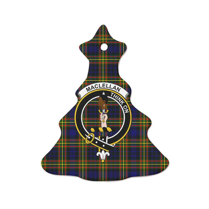 Scottish MacLellan Clan Crest Tartan Ceramic Ornament Tree Shape Tartan Plaid