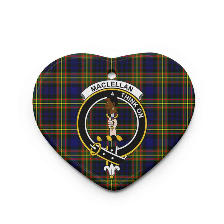 Scottish MacLellan Clan Crest Tartan Ceramic Ornament Heart Shape Tartan Plaid