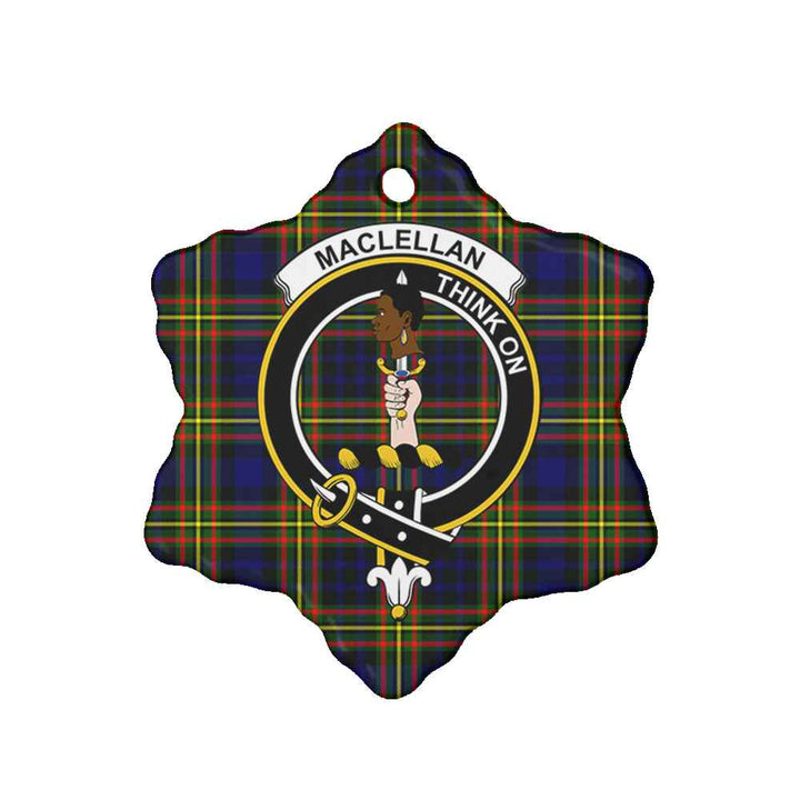Scottish MacLellan Clan Crest Tartan Ceramic Ornament Snow Flake Shape Tartan Plaid