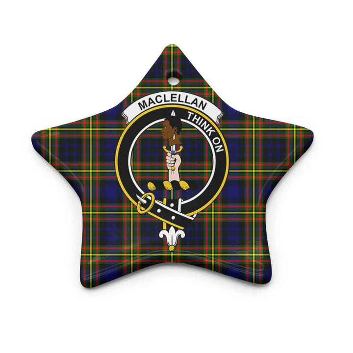 Scottish MacLellan Clan Crest Tartan Ceramic Ornament Star Shape Tartan Plaid