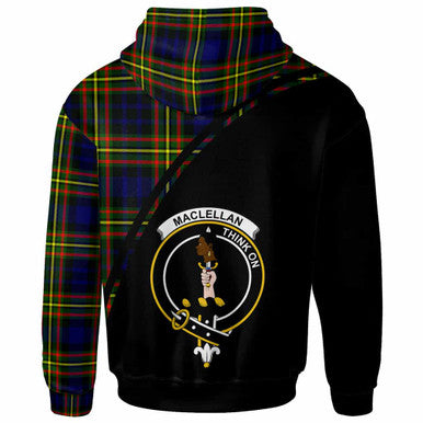 Scottish MacLellan Clan Crest Tartan Curve Hoodie Back Side Tartan Plaid