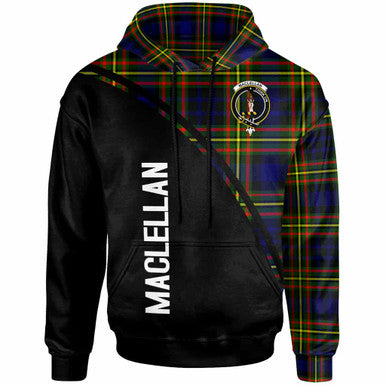 Scottish MacLellan Clan Crest Tartan Curve Hoodie Front Side Tartan Plaid