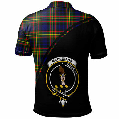Scottish MacLellan Clan Crest Tartan Curve Polo Shirt Back Side Tartan Plaid