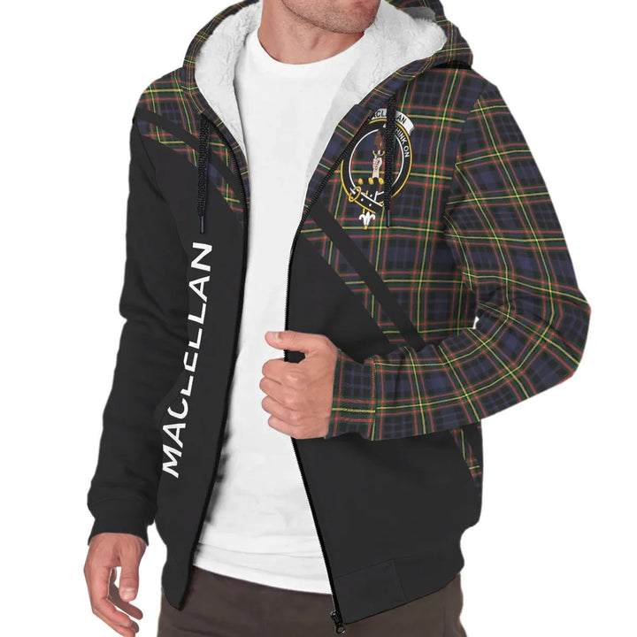 Scottish MacLellan Clan Crest Tartan Curve Sherpa Hoodie