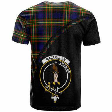 Scottish MacLellan Clan Crest Tartan Curve T-Shirt Back Side Tartan Plaid