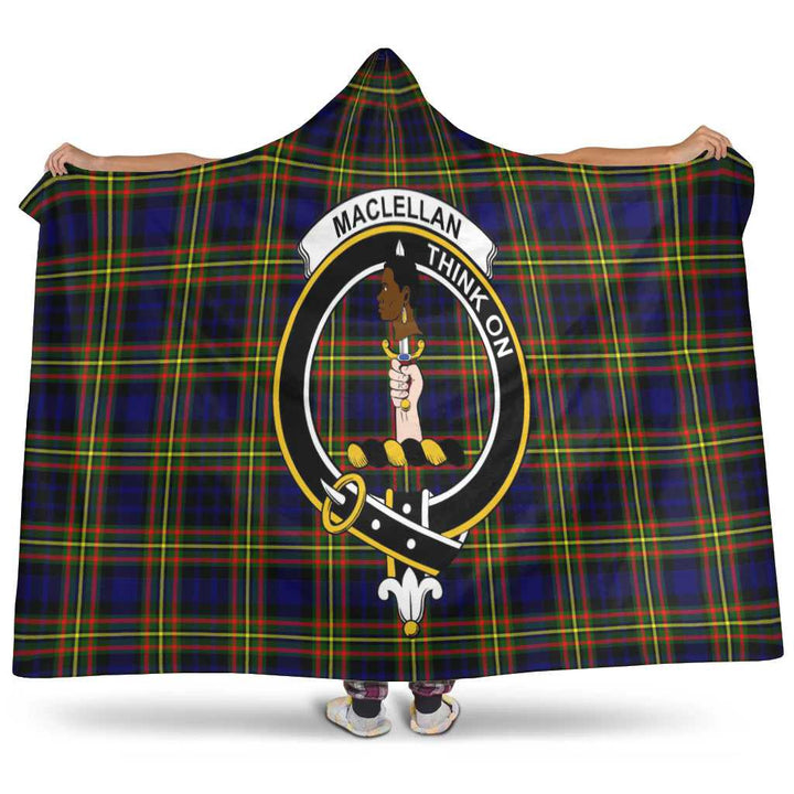 Scottish MacLellan Clan Crest Tartan Hooded Blanket Tartan Plaid 1