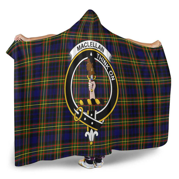 Scottish MacLellan Clan Crest Tartan Hooded Blanket Tartan Plaid 2