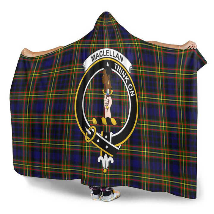 Scottish MacLellan Clan Crest Tartan Hooded Blanket Tartan Plaid 3