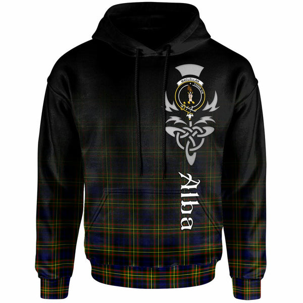 Scottish MacLellan Clan Crest Tartan Hoodie - Alba Gu Brath Family Crest Celtic Inspired Front Side Tartan Plaid