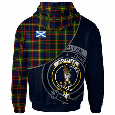 Scottish MacLellan Clan Crest Tartan Hoodie - Bend Style Back Side Tartan Plaid