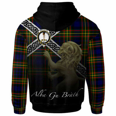 Scottish MacLellan Clan Crest Tartan Hoodie - Scotland Lion Back Side Tartan Plaid