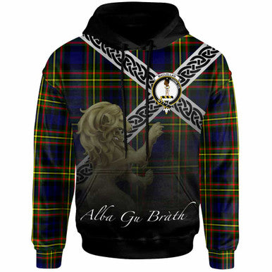 Scottish MacLellan Clan Crest Tartan Hoodie - Scotland Lion Front Side Tartan Plaid