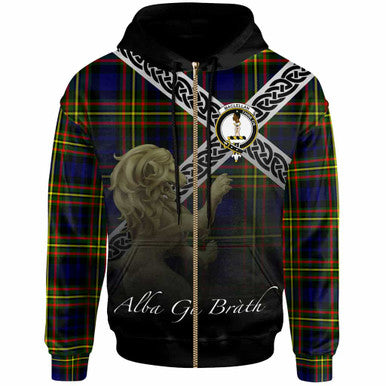 Scottish MacLellan Clan Crest Tartan Hoodie - Scotland Lion Zip-up Tartan Plaid