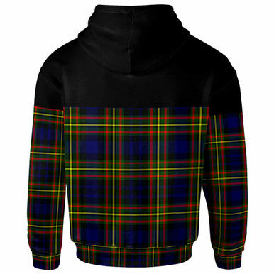 Scottish MacLellan Clan Crest Tartan Hoodie - Horizontal Style Back Side Tartan Plaid