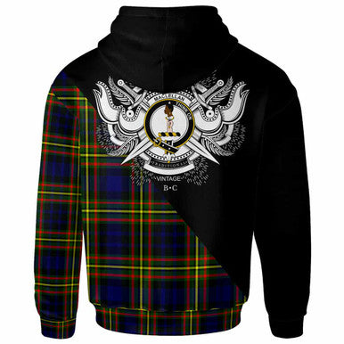 Scottish MacLellan Clan Crest Tartan Hoodie - Military Logo Back Side Tartan Plaid